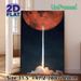 Mars & Rocket Launch Painting Poster, Dramatic Space Art Poster, Striking Rocket Launching Toward Red Mars Against Starry Sky, Ideal Decor For Home_maomaolike.com