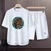 Men's Clothing 2024 Waffle Casual Summer Suit Loose Teen Short sleeved T shirt Shorts Handsome Two piece Suit_maomaolike.com