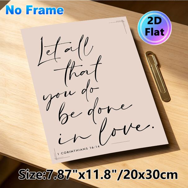 Bible Verse Painting Poster, Minimalist Calligraphy "Let All That You Do Be Done In Love" Poster, Inspirational Spiritual Wall Art For Bedroom, Living_maomaolike.com
