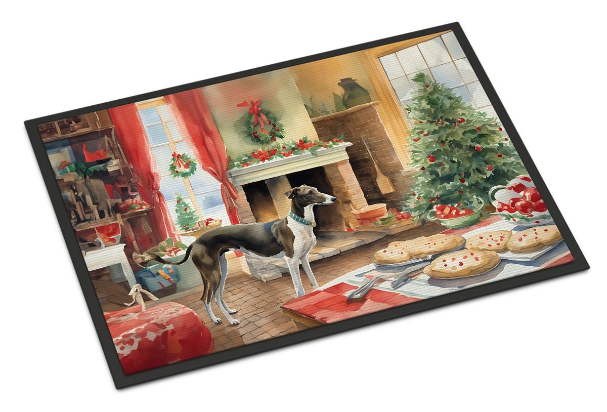 Greyhound Christmas Cookies Doormat Front Door Mat Indoor Outdoor Rugs For Entryway, Non Slip Washable Low Pile, 24H X 36W_maomaolike.com