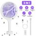 3 In 1 Electric Bug Zapper Racket 90ºRotating Bug Zapper Wand Indoor Outdoor Handheld Mosquito Swatter With Telescopic Extension Wand_maomaolike.com