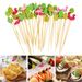 100Pcs Disposable Bamboo Skewer Hawaiian Flamingo Pearl Tail Picks Buffet Food Fruit Forks For Wedding Birthday Party_maomaolike.com