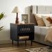 2 Set Nightstands With Grille Striped Doors, Mid Century Modern Nightstand, Bedside Table With Slatted Drawer Decor, End Tables Bedroom With Metal Legs, Night Stand For Bedroom_maomaolike.com