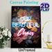 "Our Beautiful Chaos" Tropical Hibiscus Floral Painting Poster, Dark-toned Vibrant Floral With Neon Lettering Poster, Stylish Decorative Artwork Ideal_maomaolike.com