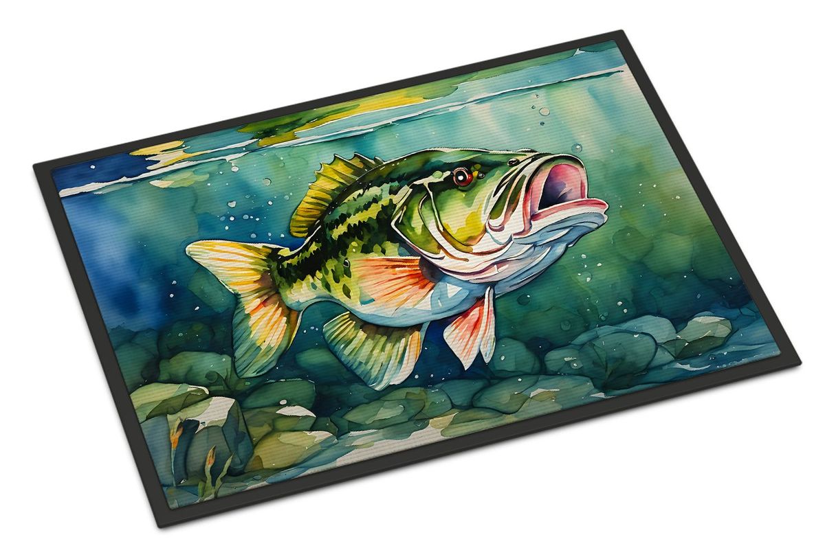 Largemouth Bass Doormat Front Door Mat Indoor Outdoor Rugs For Entryway, Non Slip Washable Low Pile, 24H X 36W_maomaolike.com