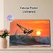 Windsurfing Themed Painting Poster, Vibrant Sunset Seascape Poster, Dynamic Windsurfing Action Against Warm Orange Sunset, Brings Energetic Coastal_maomaolike.com