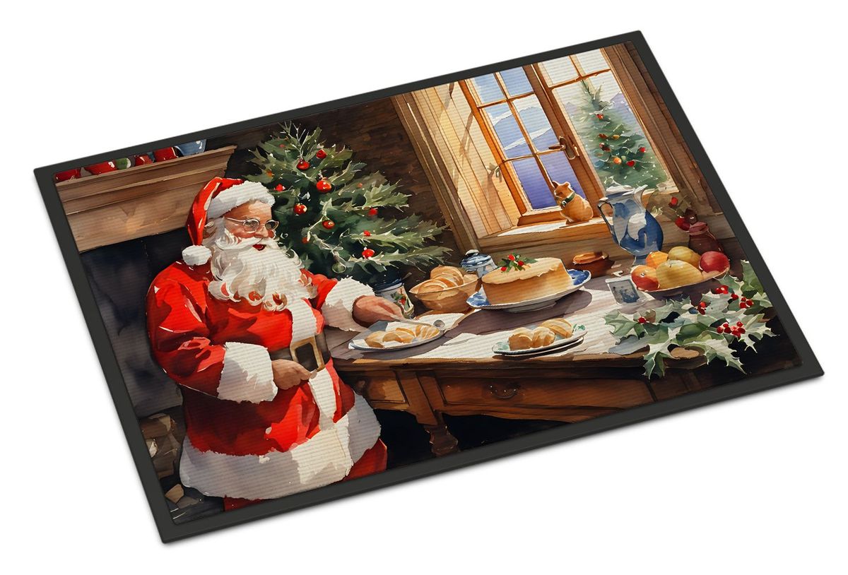 Cookies With Santa Claus Doormat Front Door Mat Indoor Outdoor Rugs For Entryway, Non Slip Washable Low Pile, 24H X 36W_maomaolike.com