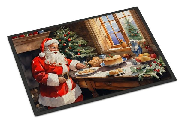 Cookies With Santa Claus Doormat Front Door Mat Indoor Outdoor Rugs For Entryway, Non Slip Washable Low Pile, 24H X 36W_maomaolike.com