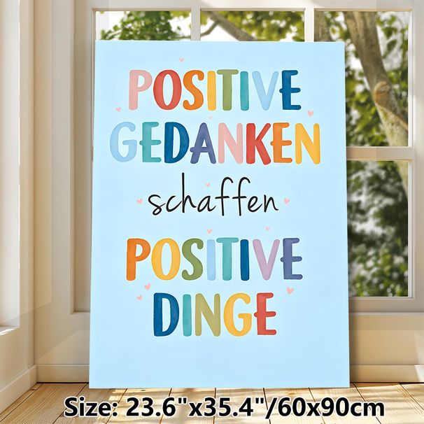 Positive German Quote Painting Poster, Soft Pastel Colorful Watercolor Lettering Poster, Uplifting Mood Decor Ideal For Bedroom, Home Workspace_maomaolike.com