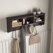 White Entryway Wall Mounted Coat Rack With 4 Dual Hooks Living Room Wooden Storage Shelf_maomaolike.com