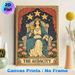 Tarot-style Queen Painting Poster, Vintage Tarot-inspired Poster, Elegant Design With Crowned Queen, Chalice, Lotus Flowers & Starry Backdrop, Ideal_maomaolike.com