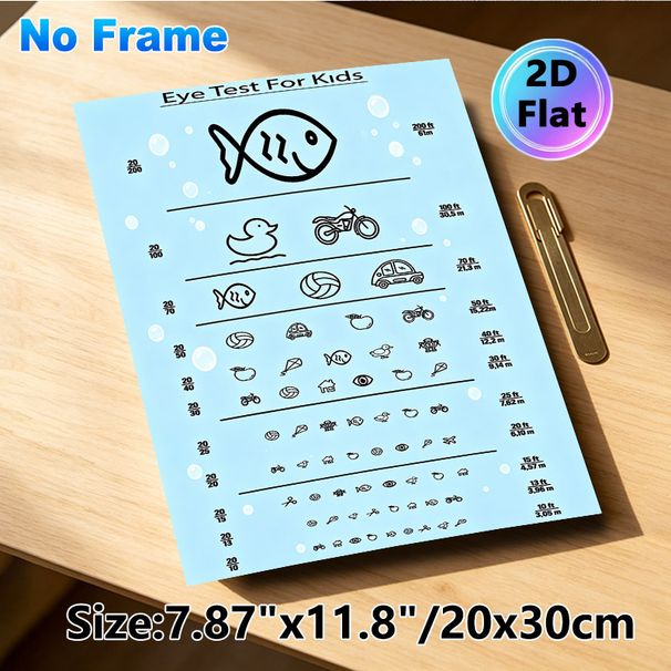 Eye Test Painting Poster, Minimalist Line Art Eye Chart With Cute Icons Poster, Functional Vision Assessment Tool Ideal For Clinic, Home Use_maomaolike.com
