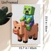 Pixel Zombie & Pig Painting Poster, Vibrant Pixelated Zombie Riding Pig Poster, Nostalgic Game-themed Decor Ideal For Game Room, Bedroom_maomaolike.com