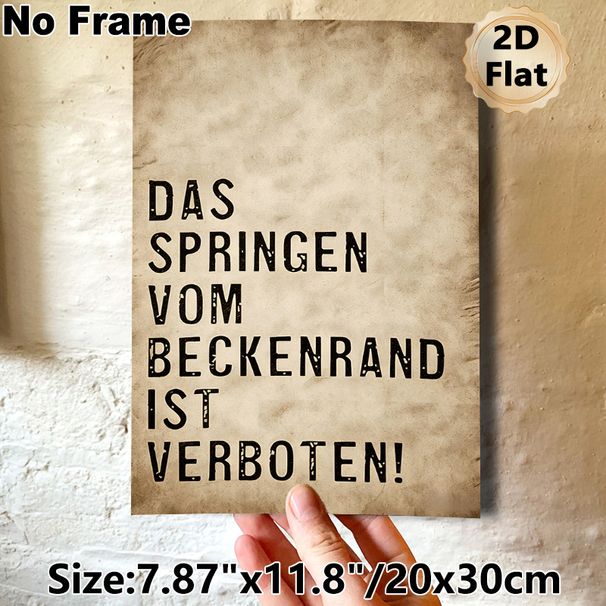 German Pool Safety Rule Painting Poster, Vintage Textured Distressed Typographic Poster, Clear Pool Safety Reminder, Ideal For Pool Area And Home Wall_maomaolike.com