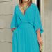 Women's 2023 temperament elegant v-neck bat sleeve wide-leg solid color simple fashion jumpsuit_maomaolike.com