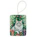 Turkish Angora Cat By The Christmas Tree Porcelain Ornament Christmas Tree Hanging Decorations For Home Christmas Holiday, Rectangle, Gift, Multicolor_maomaolike.com
