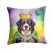Bernese Mountain Dog King Of Mardi Gras Throw Pillow Machine Washable, Indoor Outdoor Decorative Pillow For Couch, Bed Or Patio, 18Hx18W_maomaolike.com