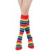 Unisex Colorful striped knee-high socks Women's cotton socks Men's mid-tube socks Holiday party rainbow calf socks_maomaolike.com