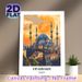 Diyarbakir Turkey Mosque Painting Poster, Vibrant Retro Travel Style Sunset Scene Poster, Captivating Cultural Artwork Ideal For Home, Living Room And_maomaolike.com