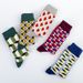 Unisex new style British style gentleman fashion socks casual happy socks geometric pattern style_maomaolike.com