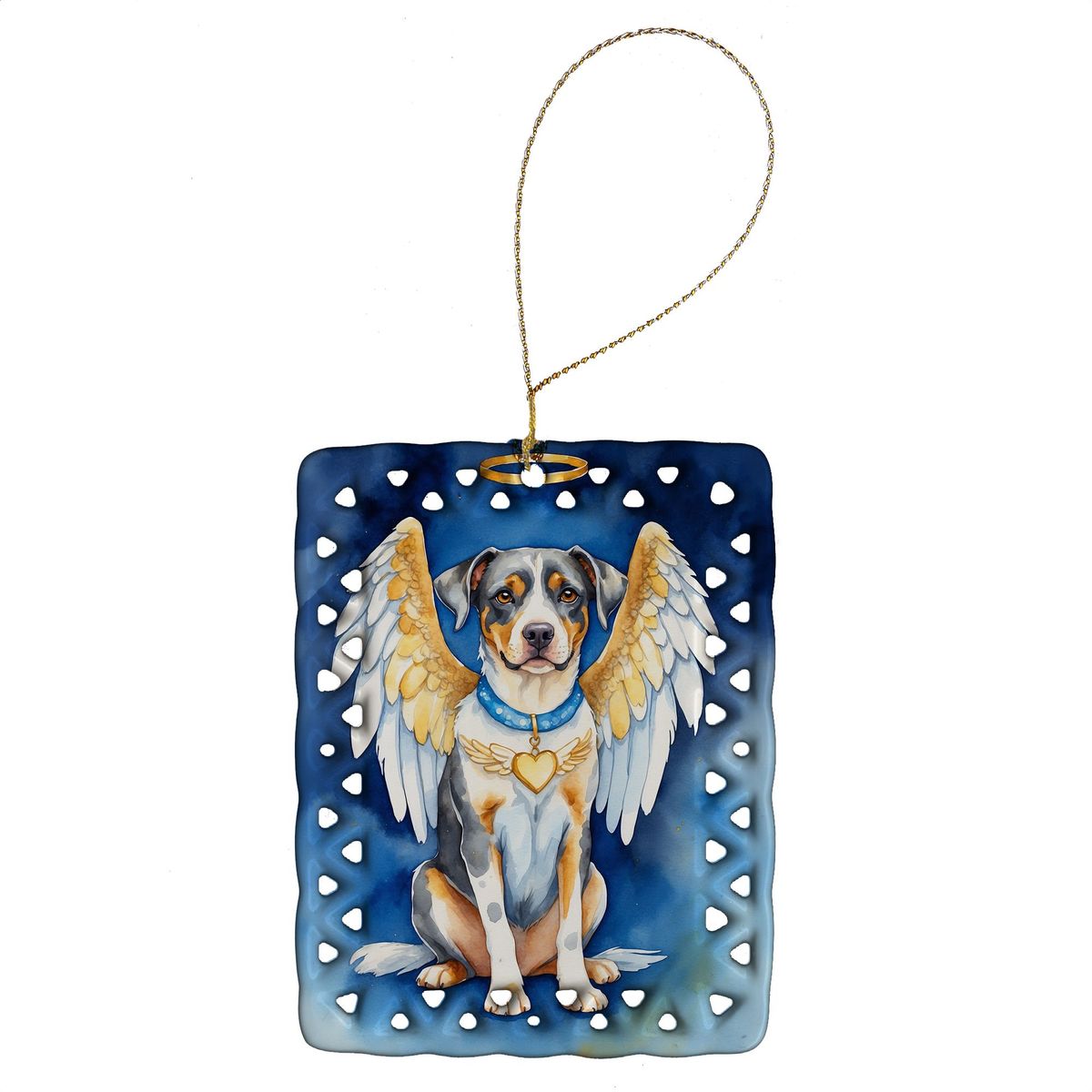 Catahoula My Angel Porcelain Ornament Christmas Tree Hanging Decorations For Home Christmas Holiday, Rectangle, Gift, Multicolor_maomaolike.com