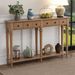 Retro Console Table With 4 Drawers And Open Shelf,perfect For Entryways,Living Rooms,and Hallways_maomaolike.com