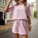 Holiday Daily Women's Simple Style Solid Color Polyester Jacquard Shorts Sets Shorts Sets_maomaolike.com