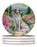 Borzoi Spring Path Large Sandstone Coasters Pack Of 4 Absorbent Round Coasters Decor Gifts For Men Or Women, 4 In, Multicolor_maomaolike.com
