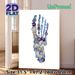 Pressed Floral Skeleton Hand Painting Poster, Delicate Blue & Purple Pressed Floral Skeleton Hand Poster, Unique Artistic Decor For Living Room_maomaolike.com