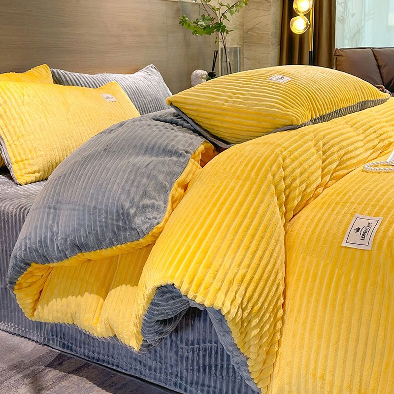 Winter New Thickened Four-Piece Milk Velvet Duvet Cover Bed Sheet Three-Piece Set Machine Washable Factory Wholesale Trade_maomaolike.com