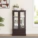 Glass Cabinet Lighted Glass Cabinet Curio Display Cabinet With Adjustable Glass Shelves 2 Doors And 1 Drawer Cabinet Bulb Included Cherry_maomaolike.com
