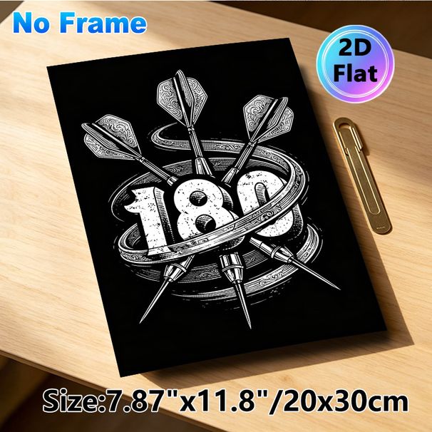 Darts 180 Themed Painting Poster, Vintage Monochrome Intricate Dart & Distressed Number Poster, Stylish Decor For Dart Enthusiasts, Ideal For Game_maomaolike.com