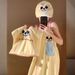 Big Eye Cute Towel Four-Piece Set Student Bath Skirt Coral Fleece Quick-Dry Absorbent Bathrobe Dormitory Use Home_maomaolike.com