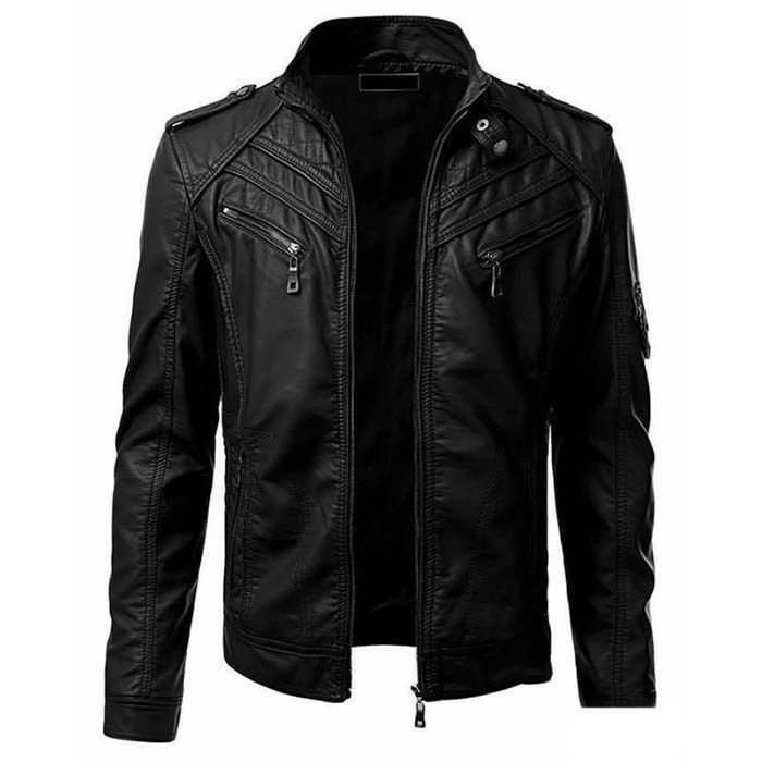 2024 autumn casual leather with men's color patchwork stand up collar jacket_maomaolike.com
