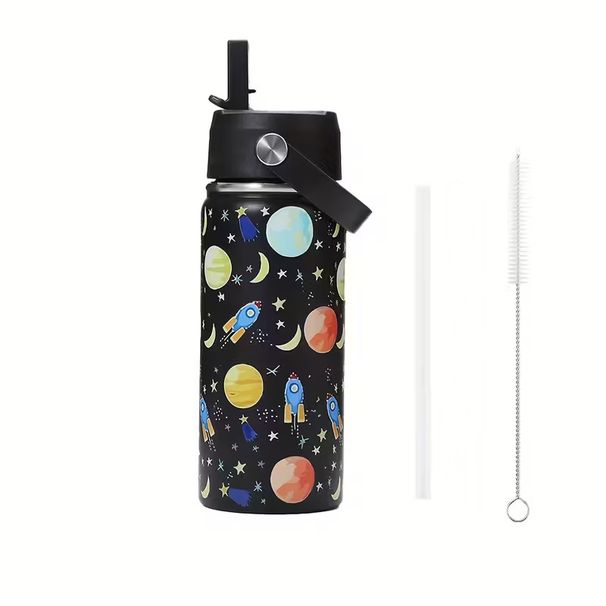 16oz Kids Water Cartoon Animal Children's Cup With Straw Stainless Steel Vacuum Flacks Thermos Bottle Thermal Mug Cups_maomaolike.com