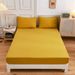 Solid Color Brushed Fitted Sheet Dust Proof Skin Friendly Bed Fitted Sheet Mattress Protector Fitted Sheet - 1PC_maomaolike.com