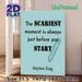 Motivational Start Quote Painting Poster, Minimalist Light Blue Typographic With Pencil Graphic Poster, Inspiring Words To Encourage Action, Ideal For_maomaolike.com