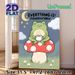 Inspirational Frog Painting Poster, Warm & Cute Cartoon Frog On Mushroom With Motivational Quote Night Scene Poster, Uplifting Wall Decor For Bedroom_maomaolike.com