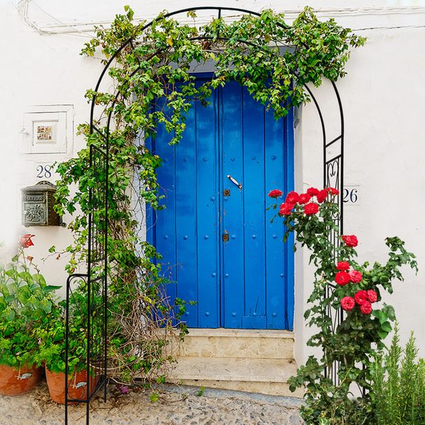 Metal Garden Arch W55'' X H94.5'' Garden Arbor Trellis Climbing Plants Support Rose Arch Outdoor Arch Black_maomaolike.com