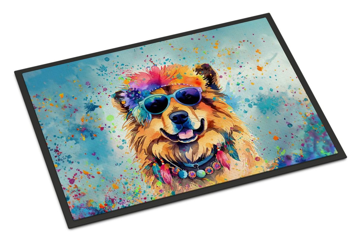 Chow Chow Hippie Dawg Doormat Front Door Mat Indoor Outdoor Rugs For Entryway, Non Slip Washable Low Pile, 24H X 36W_maomaolike.com