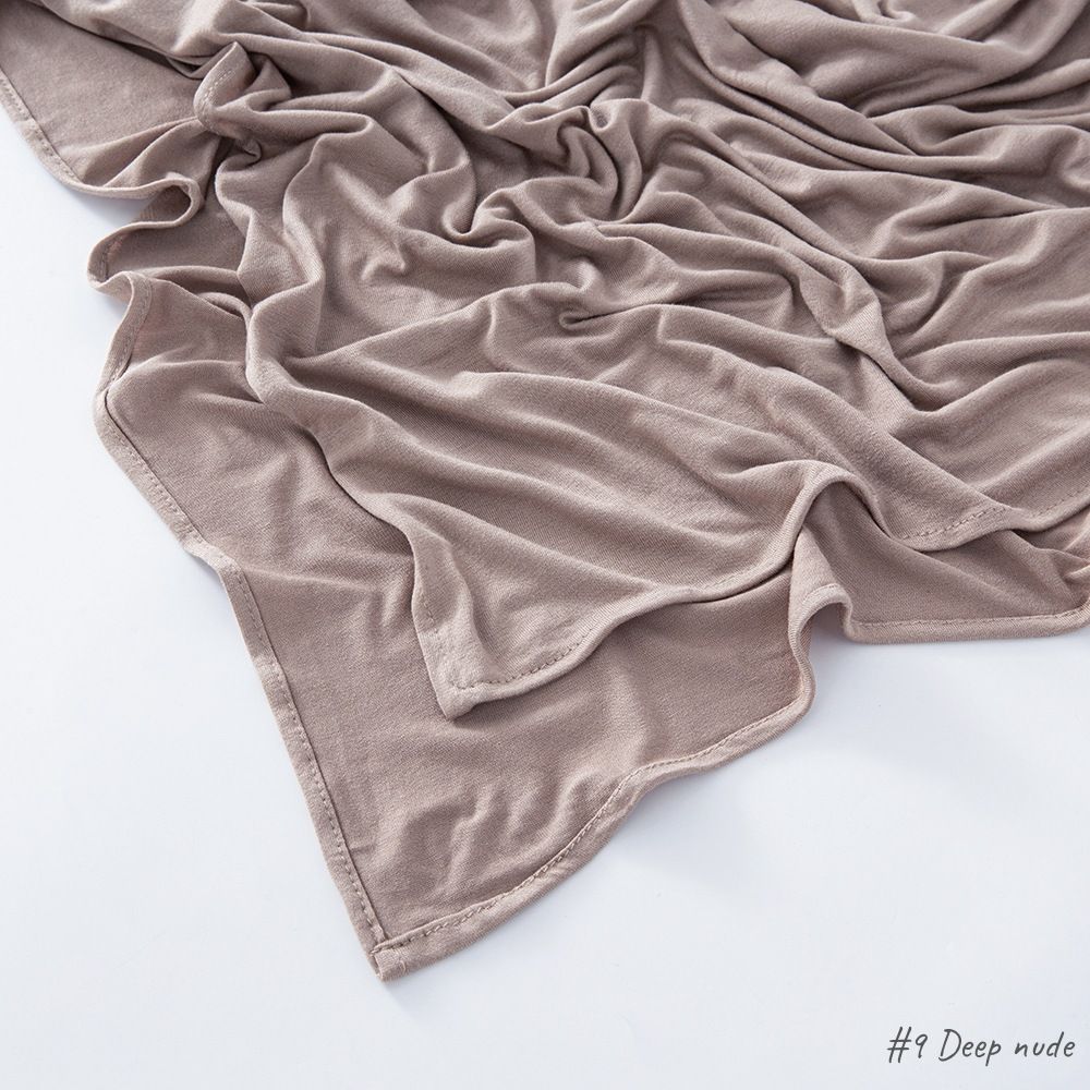 Unisex Muslim solid color Modal roll border mercerized cotton long turban covering scarf_maomaolike.com