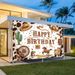 Western Cowboy Birthday Party Banner - 2D Flat Polyester Backdrop With Cacti, Horseshoes, Wall Hanging Photo Props, Party Decor_maomaolike.com
