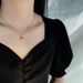 1pcs Gold-color Necklace Ms Simple Fashion Peach Heart Engraved Love Collarbone Chain Holiday Gifts_maomaolike.com