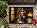 Cavalier Spaniel And Santa Claus Doormat Front Door Mat Indoor Outdoor Rugs For Entryway, Non Slip Washable Low Pile, 24H X 36W_maomaolike.com