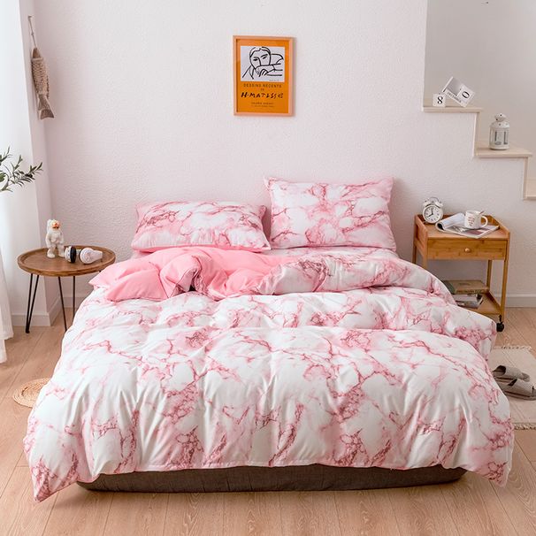 Home Garden Marble Pattern Printed Quilt Cover Bed Sheet Three Or Four Piece Set Full Size_maomaolike.com