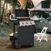 Propane Gas Grill 3 Burner Barbecue Grill, Stainless Steel 26,000 BTU Patio Garden Barbecue Grill With Two Shelves, Lid, Wheels And Bottle Opener_maomaolike.com