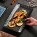 Japanese Style Tableware BBQ Meat Rectangular Sushi Hot Pot Dish Ceramic Dinner Restaurant Special Commercial Plate_maomaolike.com