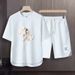Men's Clothing 2024 Waffle Casual Summer Suit Men's Loose Teen Short sleeved T shirt Shorts Handsome Two piece Suit_maomaolike.com