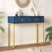 Modern Sleek Console Table Two Drawers With Stripe Design For Living Room And Entryway_maomaolike.com