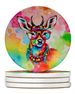 Hippie Animal Deer Large Sandstone Coasters Pack Of 4 Absorbent Round Coasters Decor Gifts For Men Or Women, 4 In, Multicolor_maomaolike.com